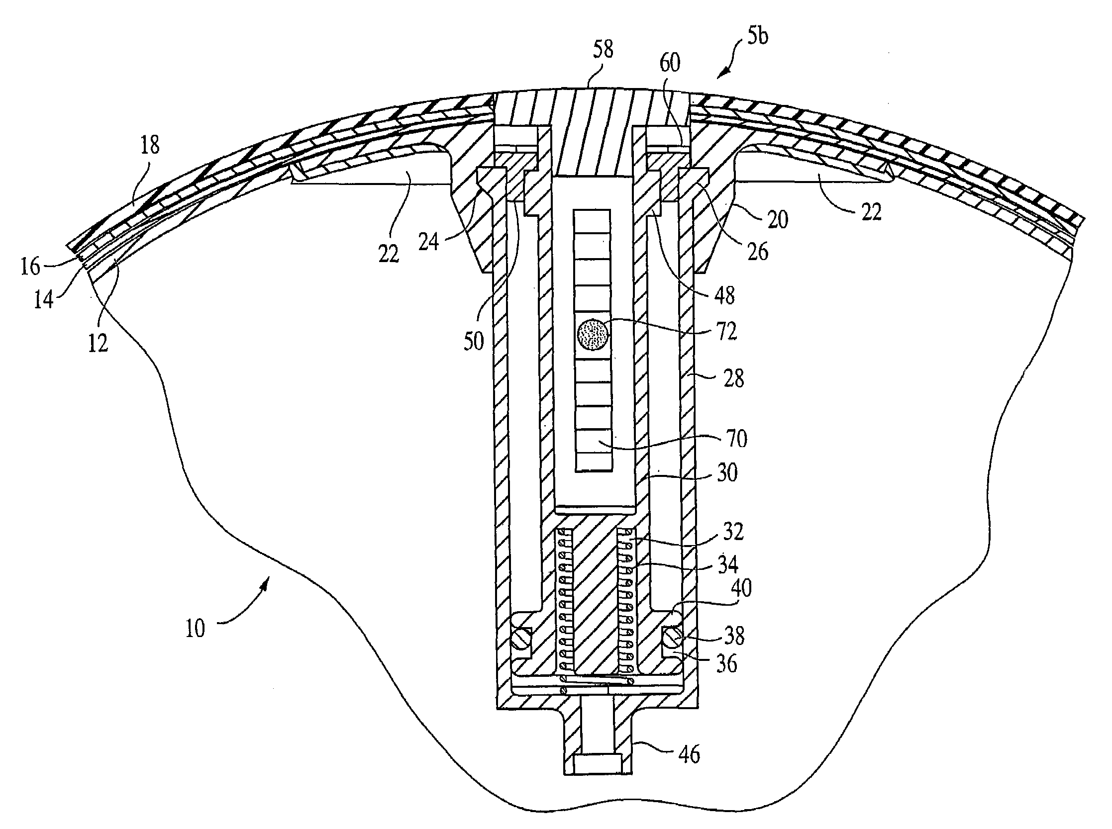Sport ball with self-contained inflation mechanism having pressure relief and indication capability