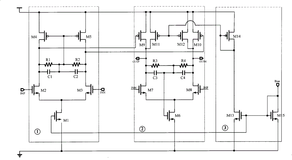 Lower-power-consumption broadband fully differential operational amplifier