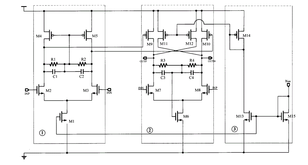 Lower-power-consumption broadband fully differential operational amplifier