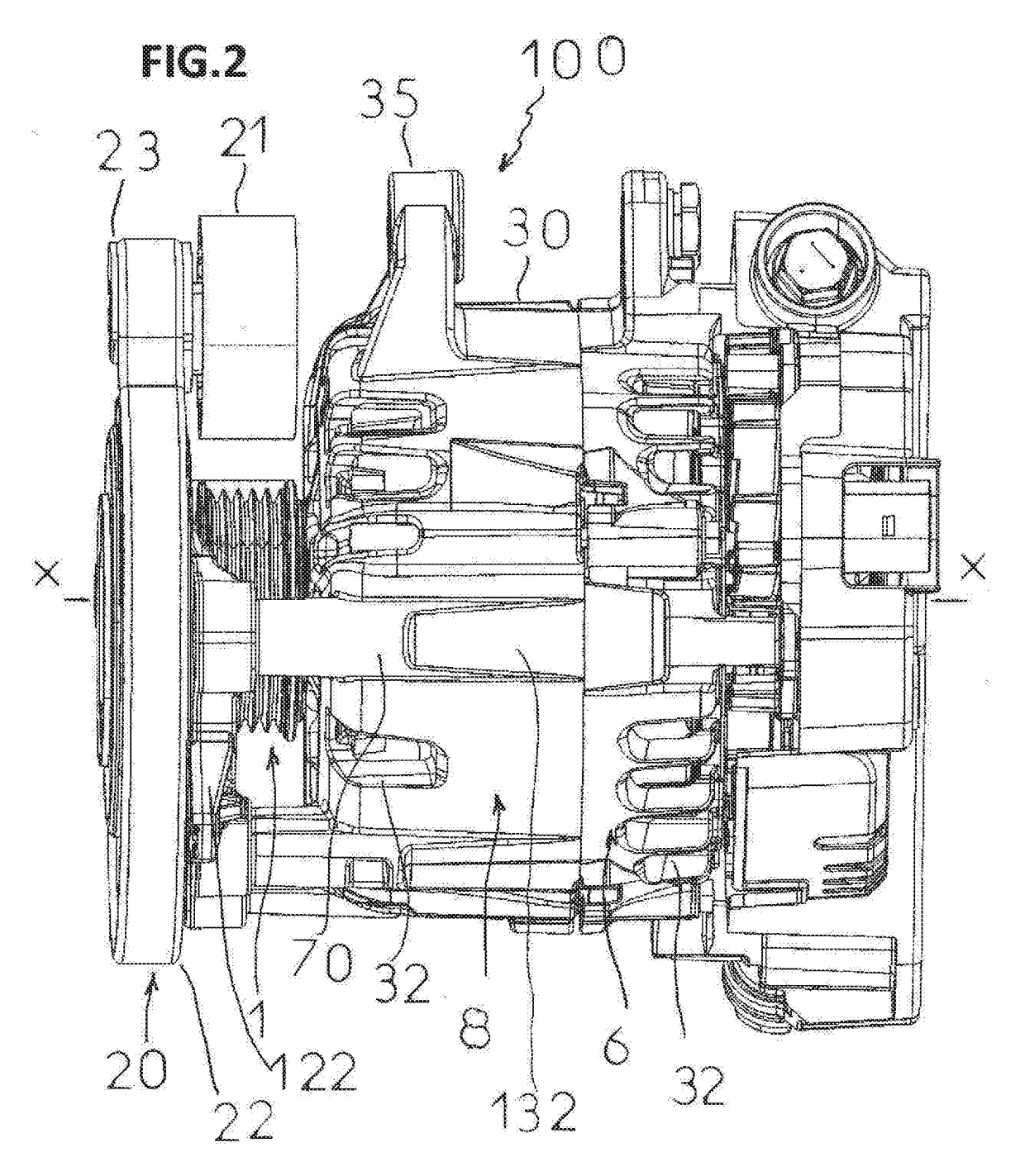 Front flange of a rotary electrical machine, and rotary electrical machine comprising a flange of this type