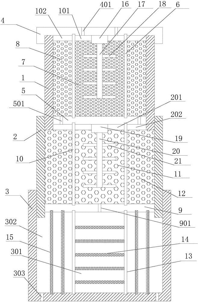Continuous decolorization and purification device for glycerol