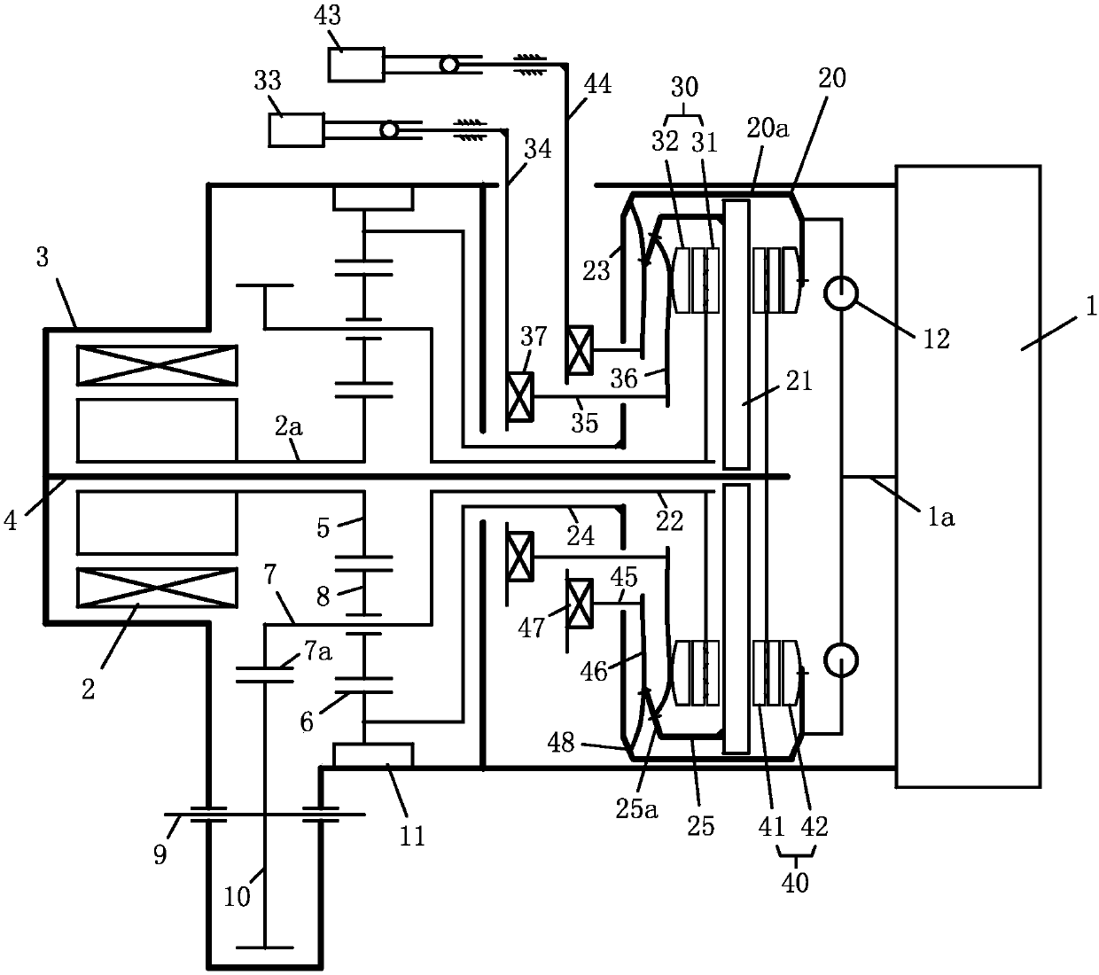 A vehicle hybrid power system adopting a planetary gear mechanism and a double-clutch module