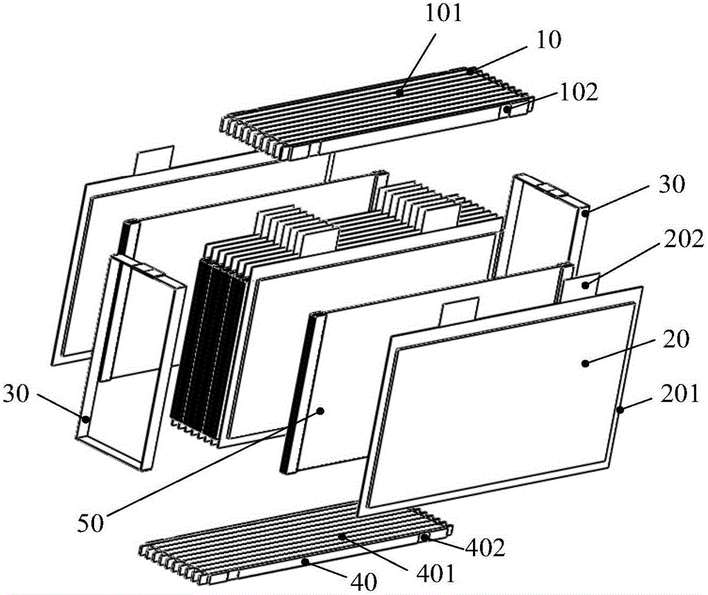 Battery module with flat heat pipes and cooling method