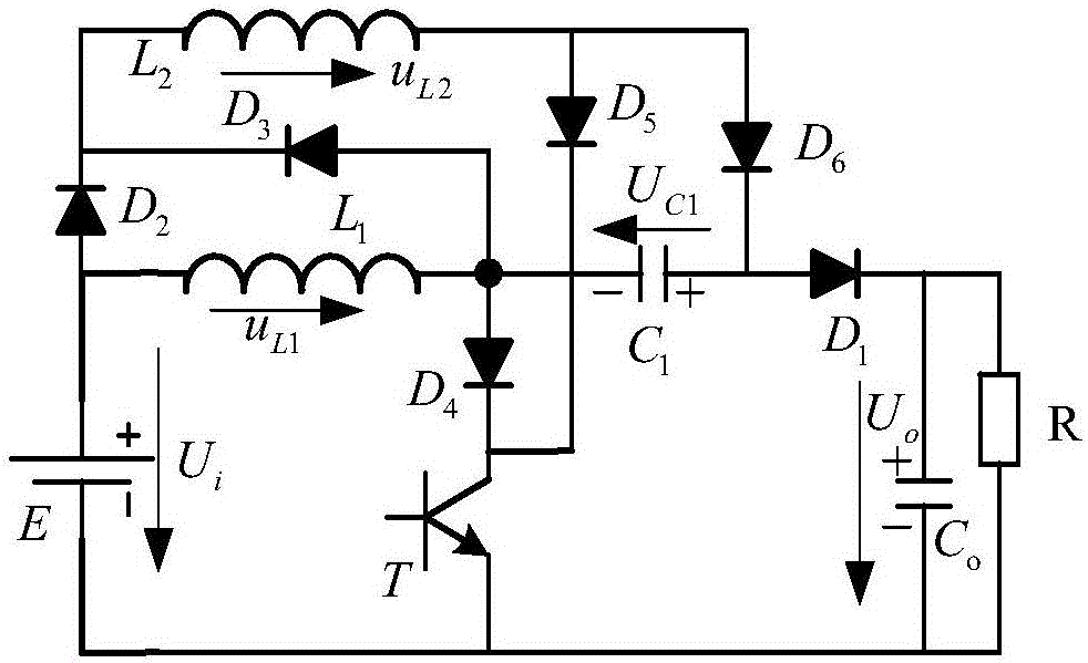 Single-tube high-gain direct-current voltage enhancement conversion circuit with additional electric potential superposition output
