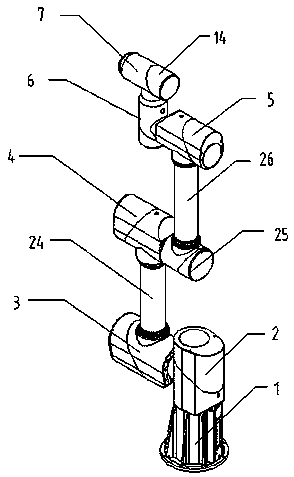 Novel light six-freedom-degree cooperative mechanical arm