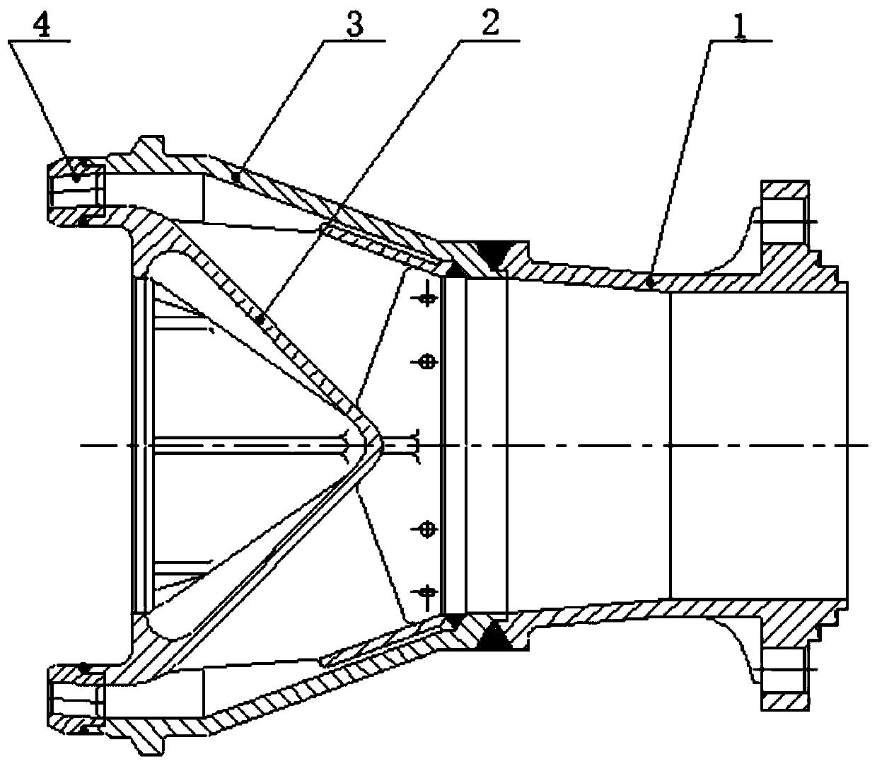 Turbine inlet pipe structure for a rocket engine