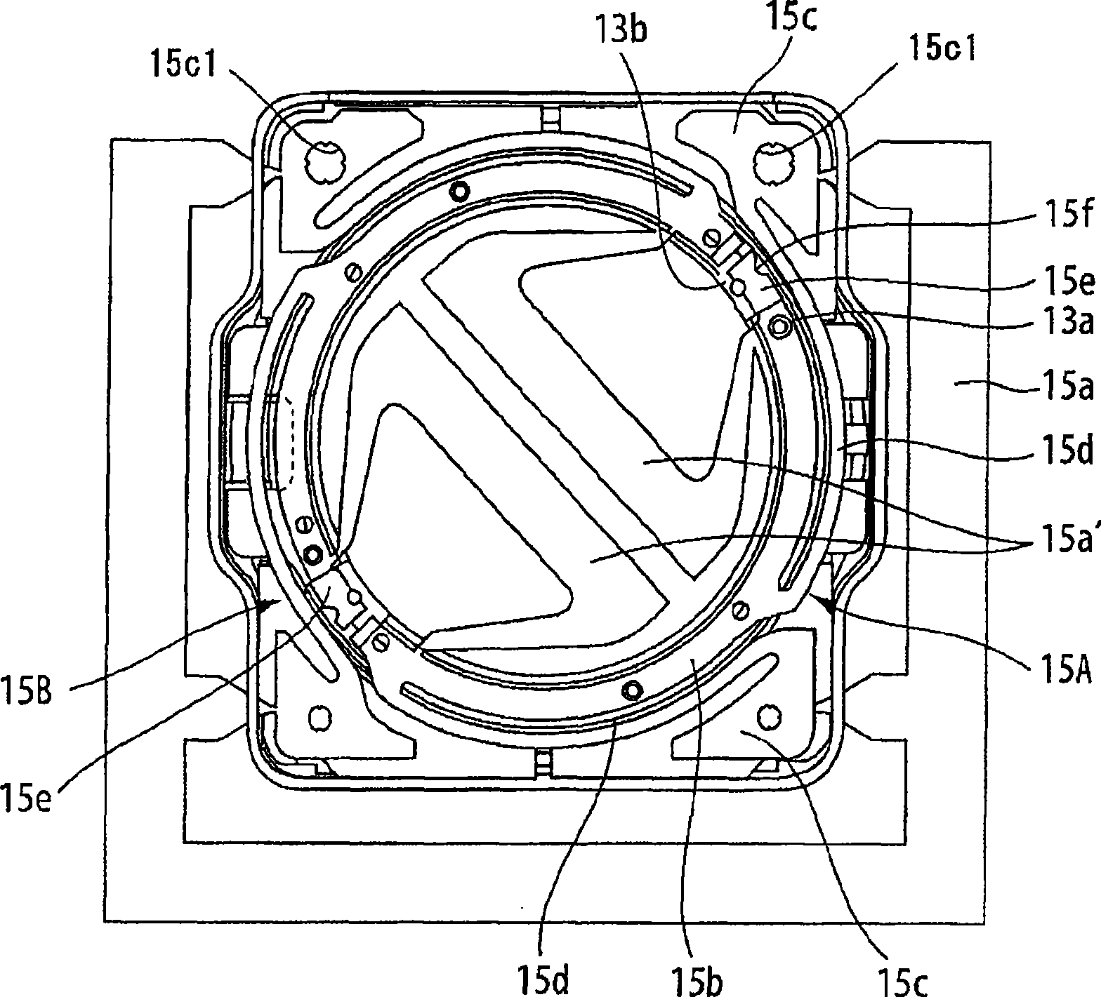 Lens drive device, spring member and manufacturing methods therefor