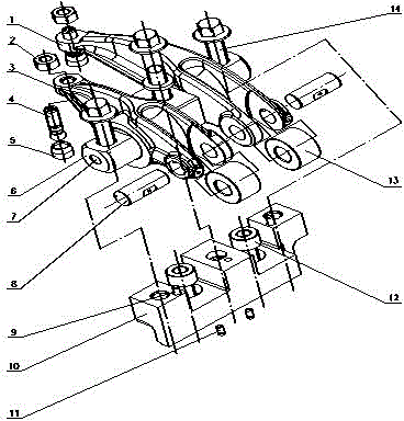 Diesel engine single overhead camshaft driven valve rocker mechanism