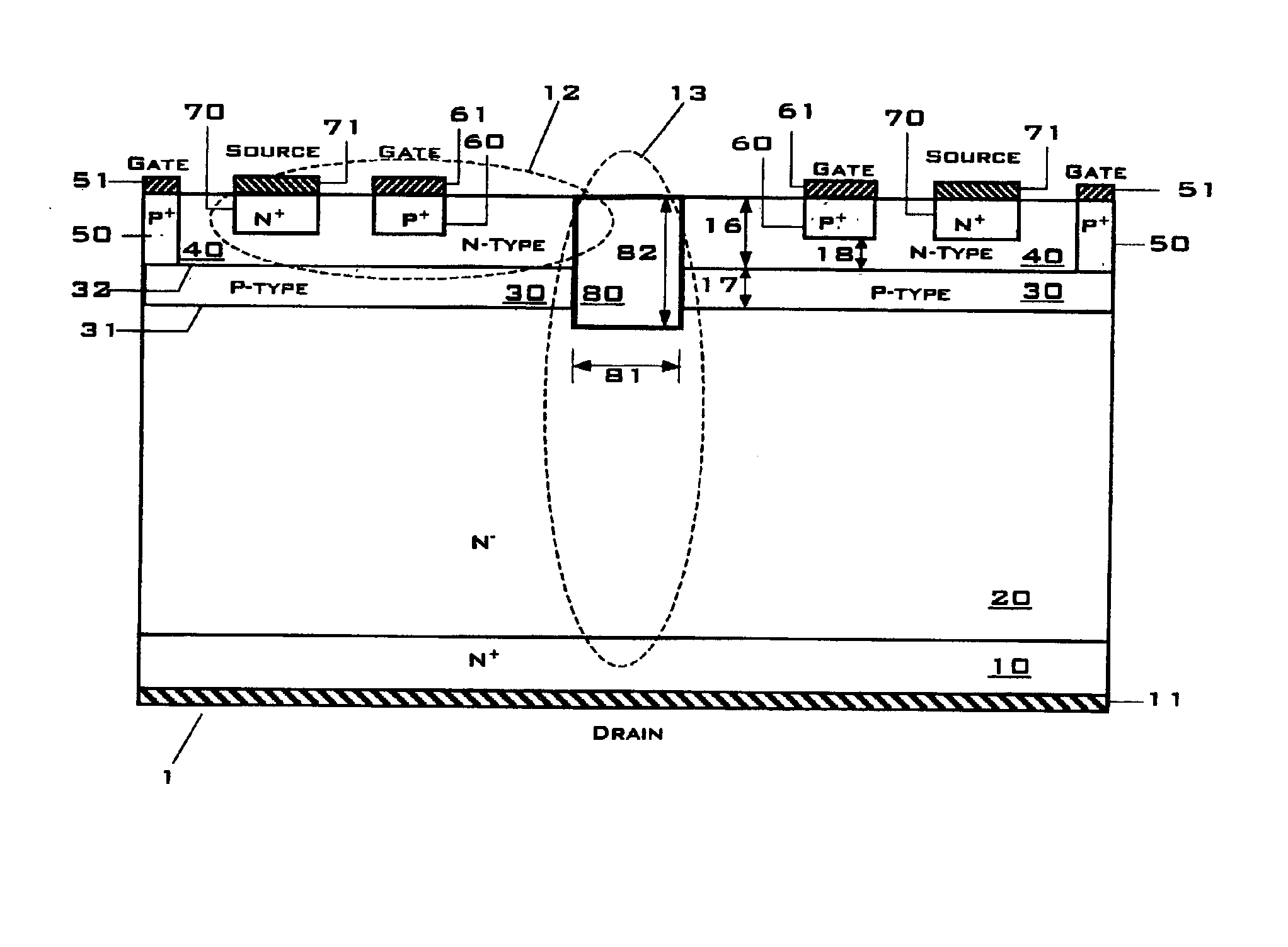Double-gated vertical junction field effect power transistor