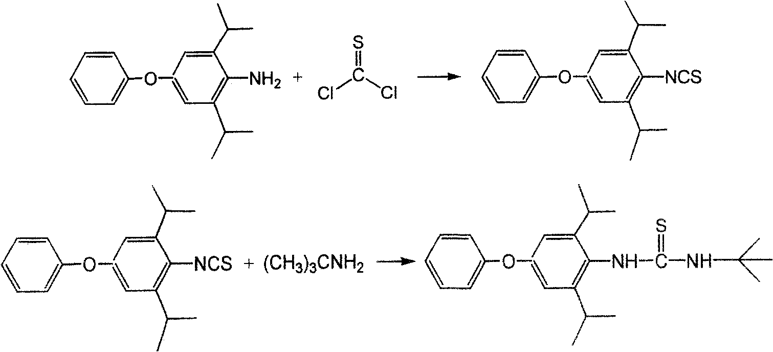 Method for preparing 1-tert butyl-3-(2,6-diisopropyl-4-phenyl cxypheny) thiourea