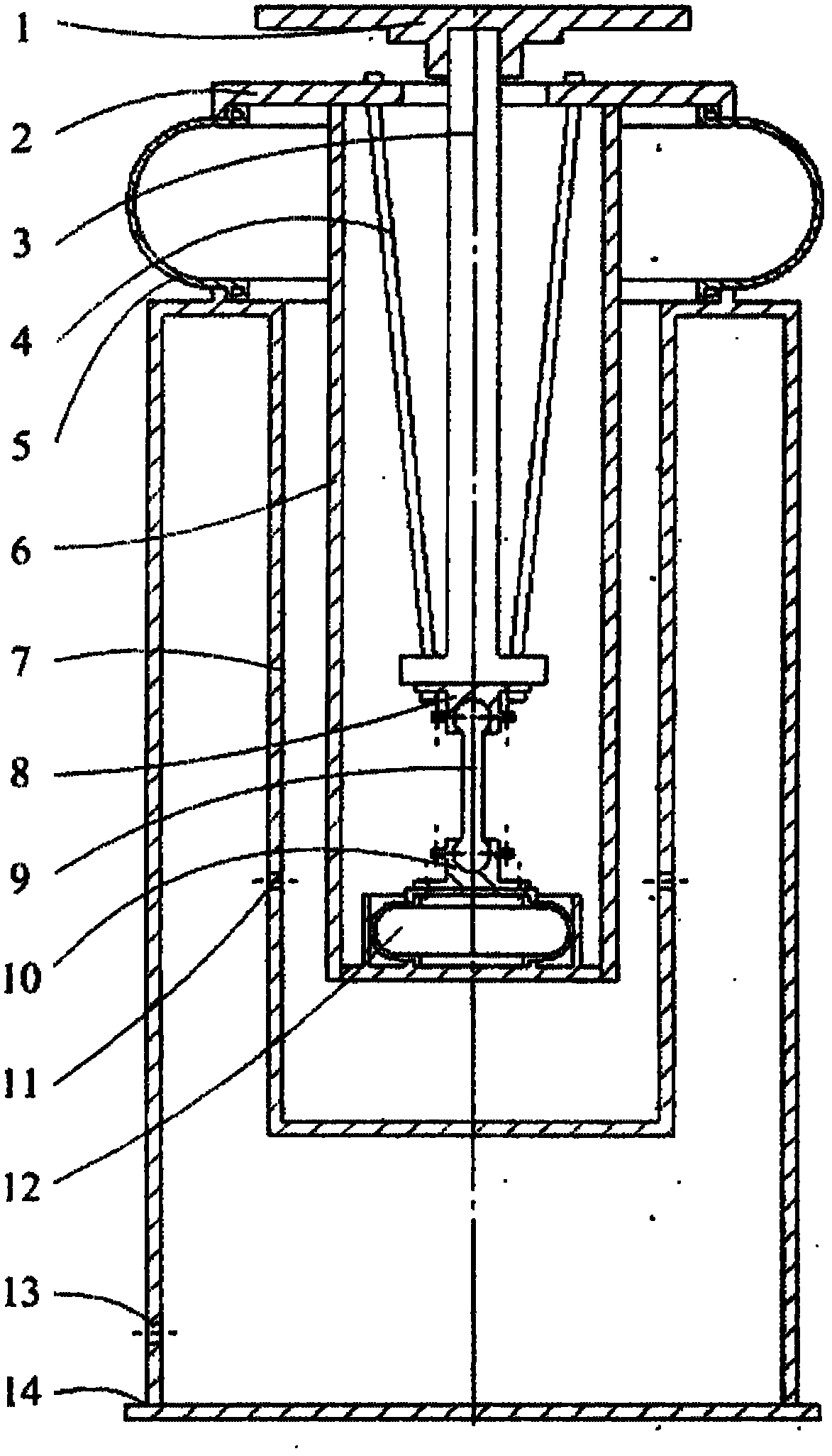 Pneumatic spring vibration isolator of air flotation type forward and backward swing concatenation mechanism based on ball head connecting rod