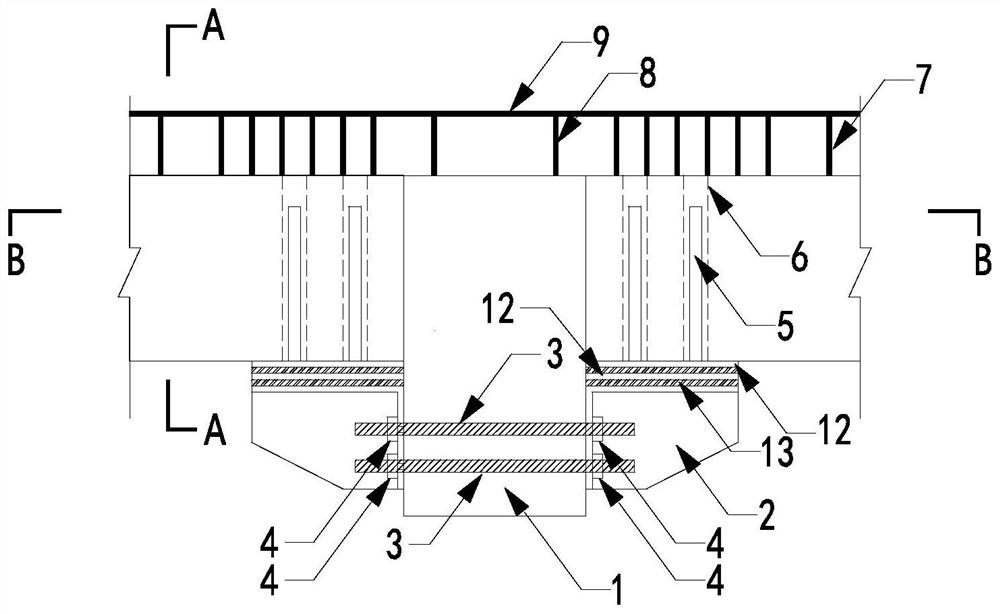 Prefabricated beam connecting support and connecting method
