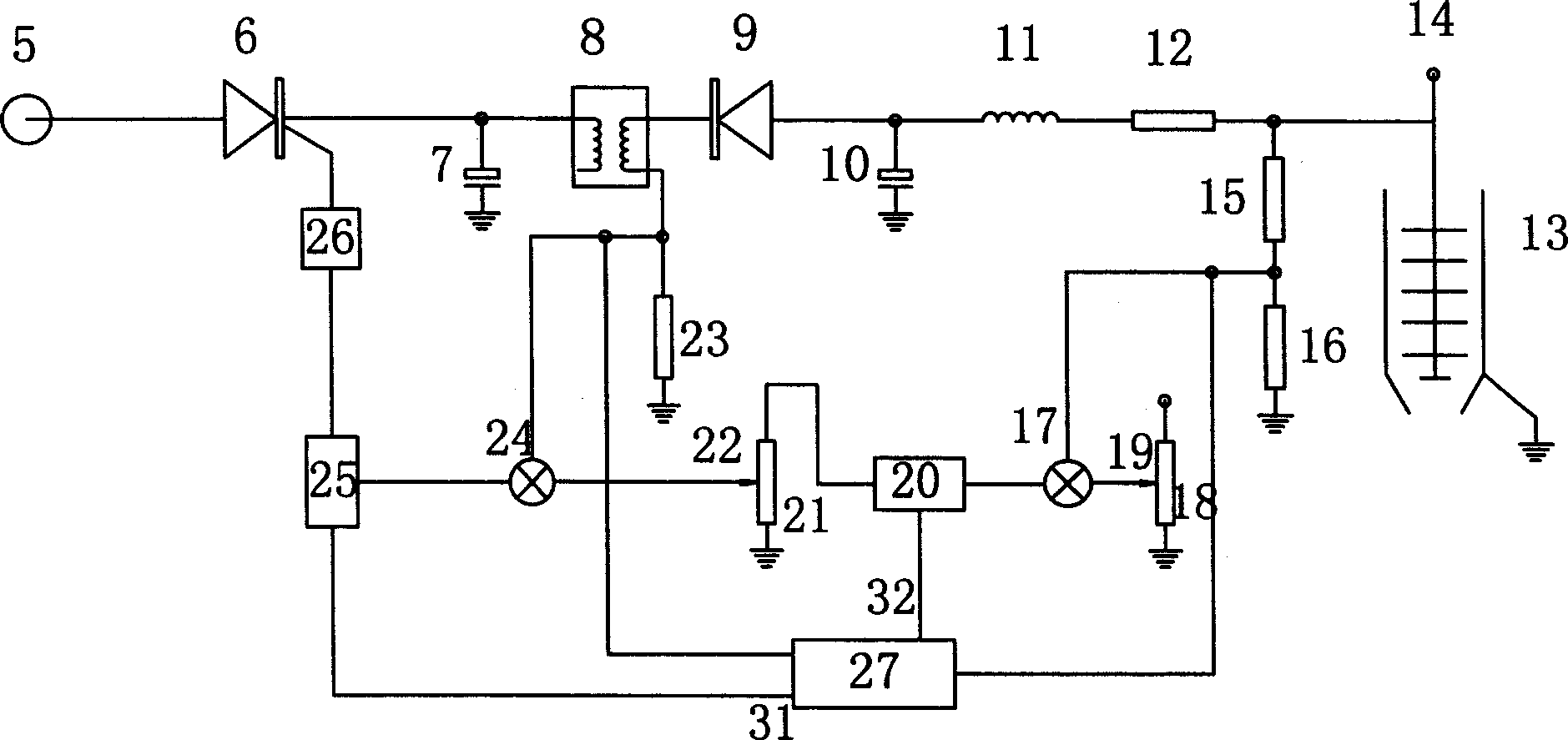 Automatic control method for dust concentration and mating power supply device therefor