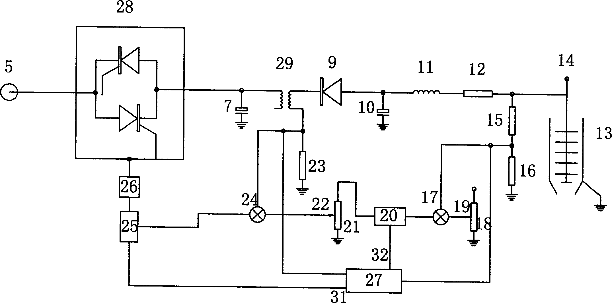 Automatic control method for dust concentration and mating power supply device therefor