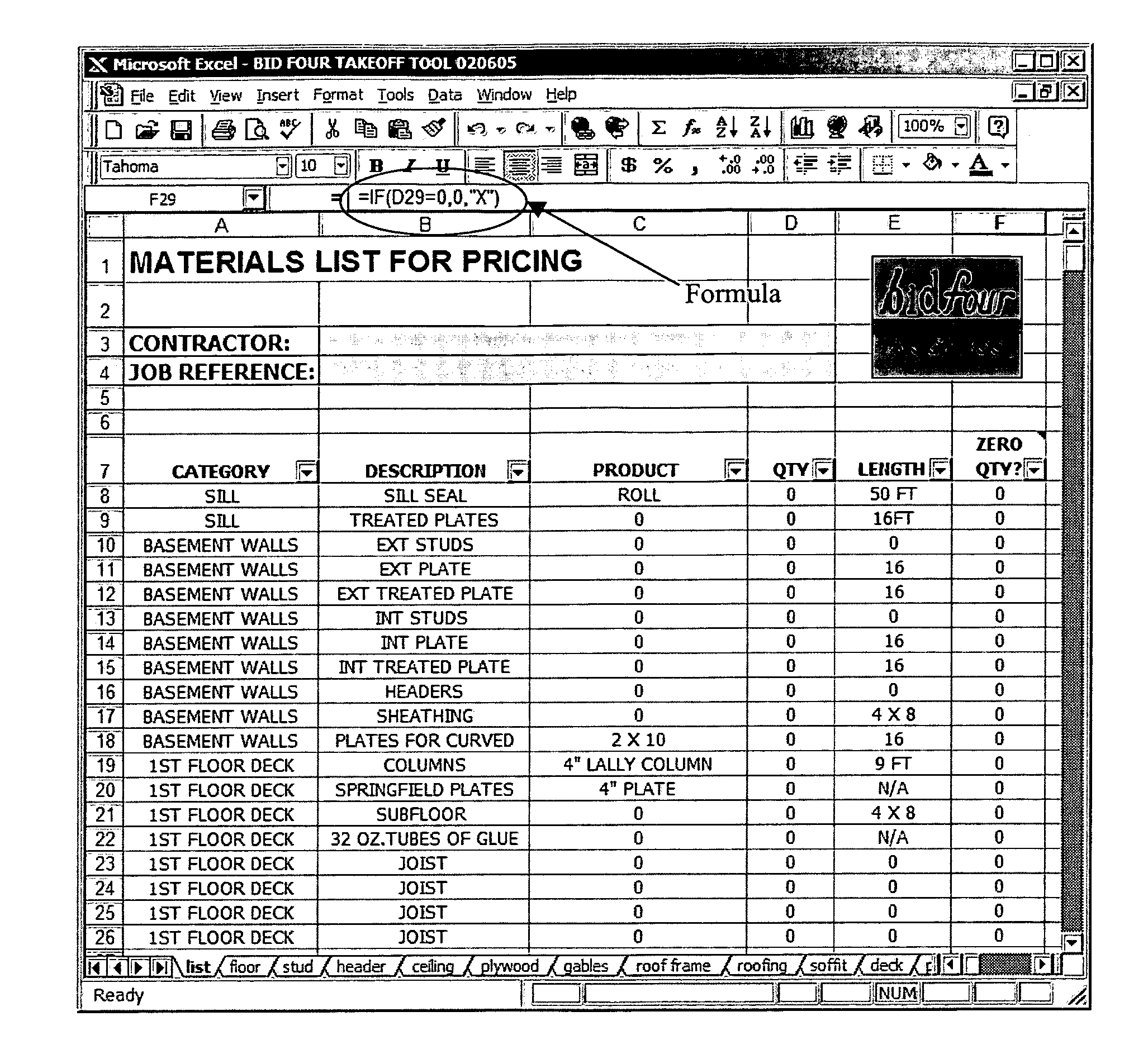 Method and a program for estimating building material quantities