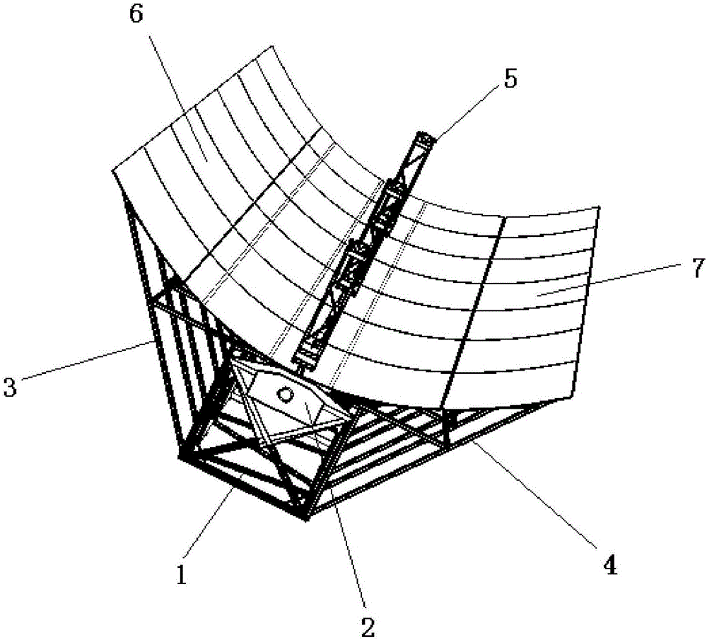 Trough type solar heat collector bracket and mounting method thereof