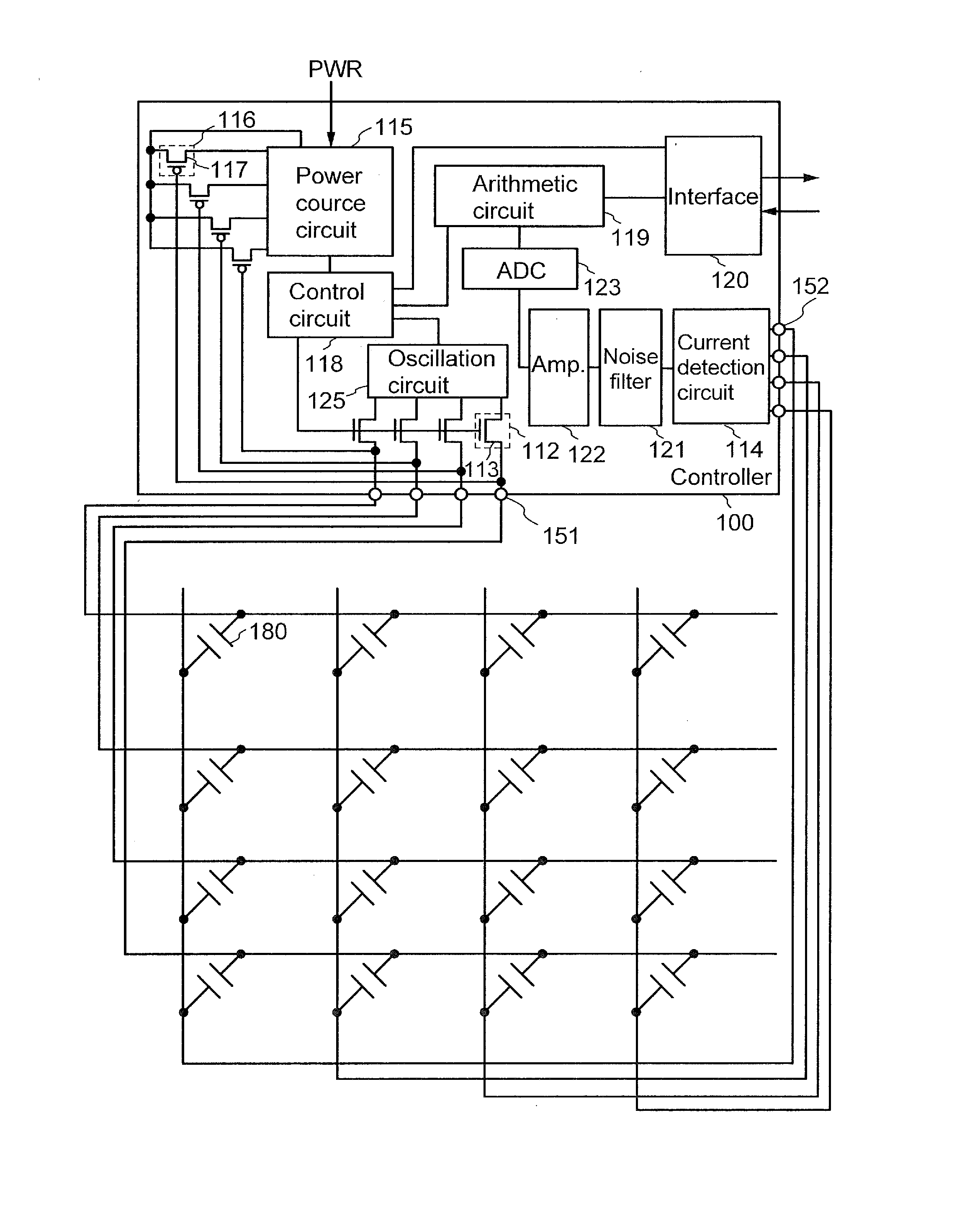 Controller, touch panel, electronic device