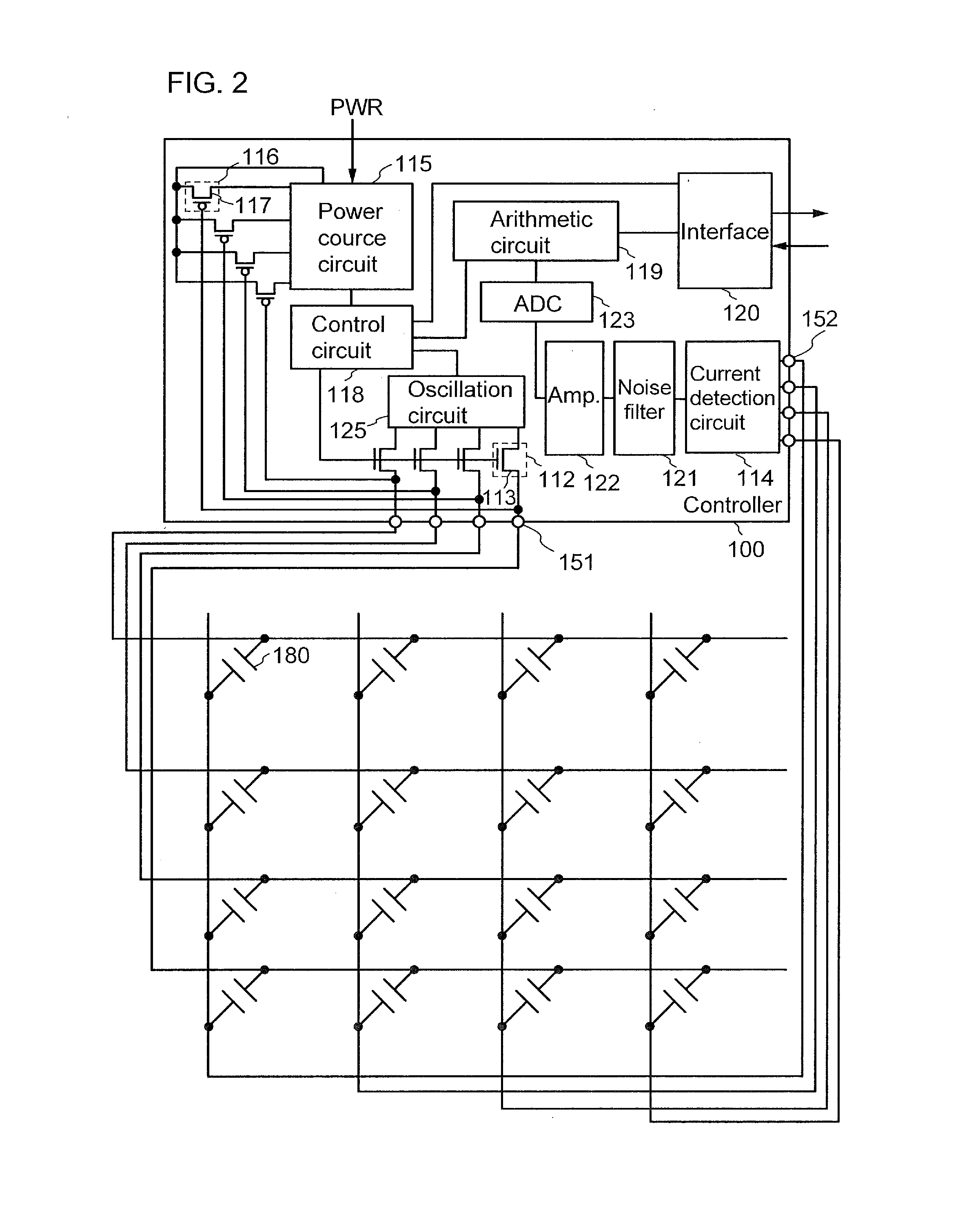 Controller, touch panel, electronic device