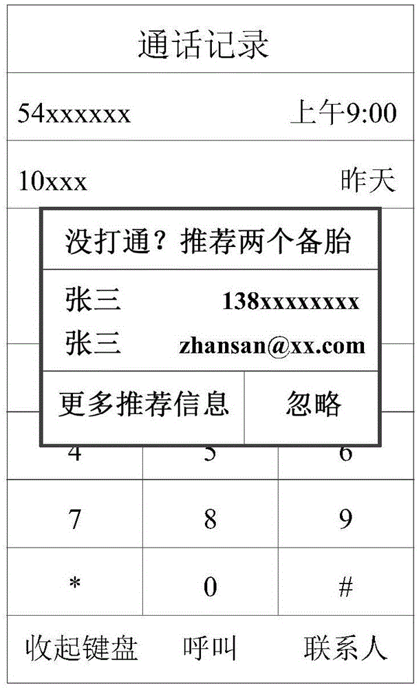 Method and device for recommending service interface based on terminal calling