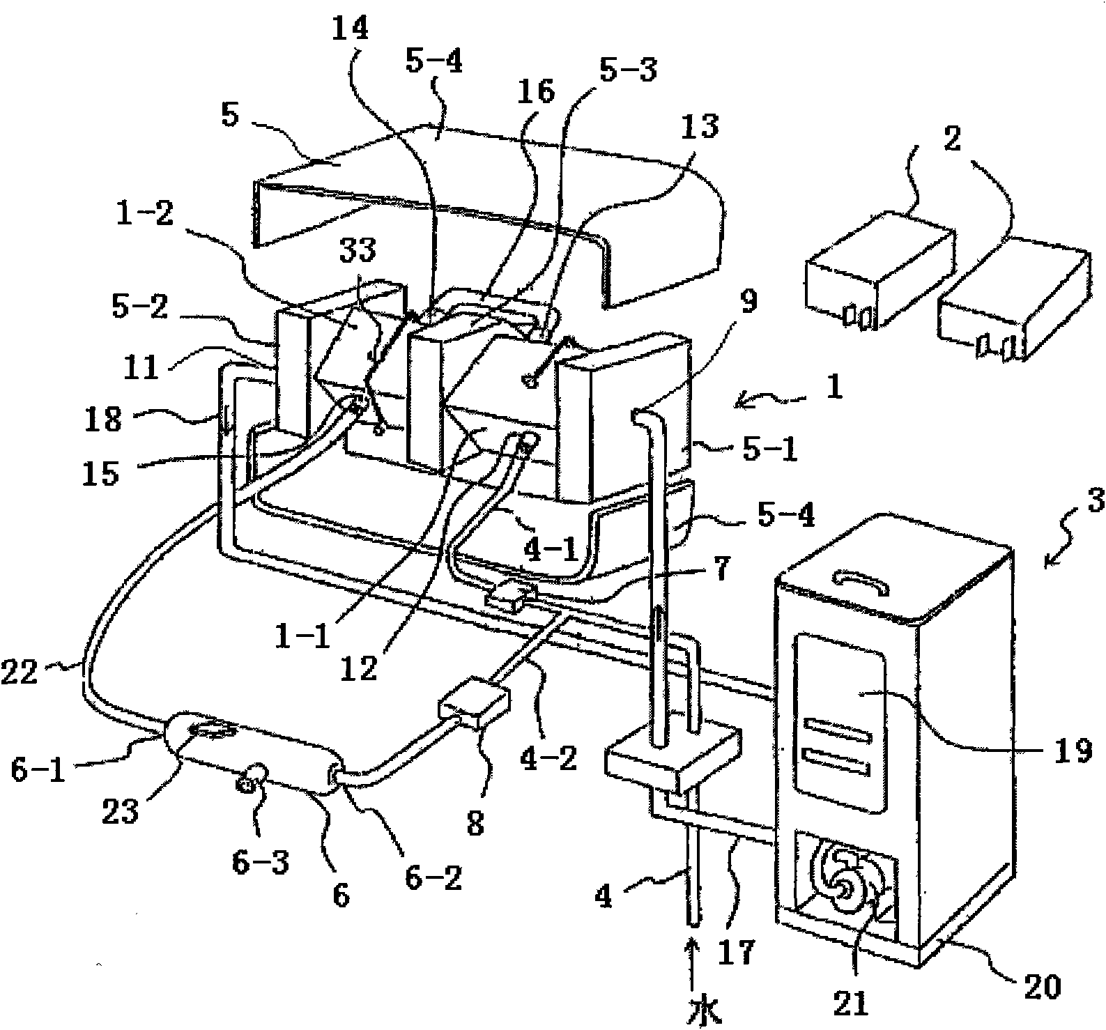 Running water type electrolytic water manufacturing device