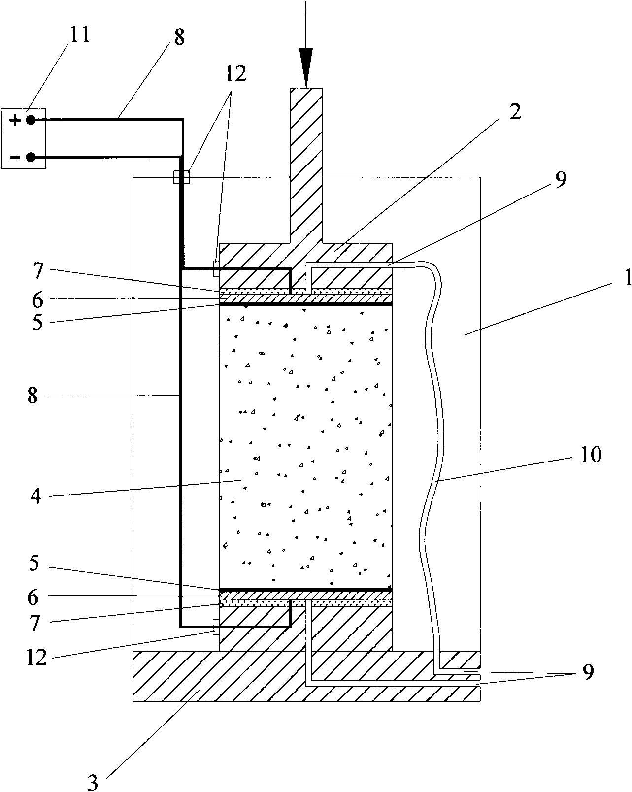 Electro-osmotic consolidation method of large triaxial test of gravel admixture