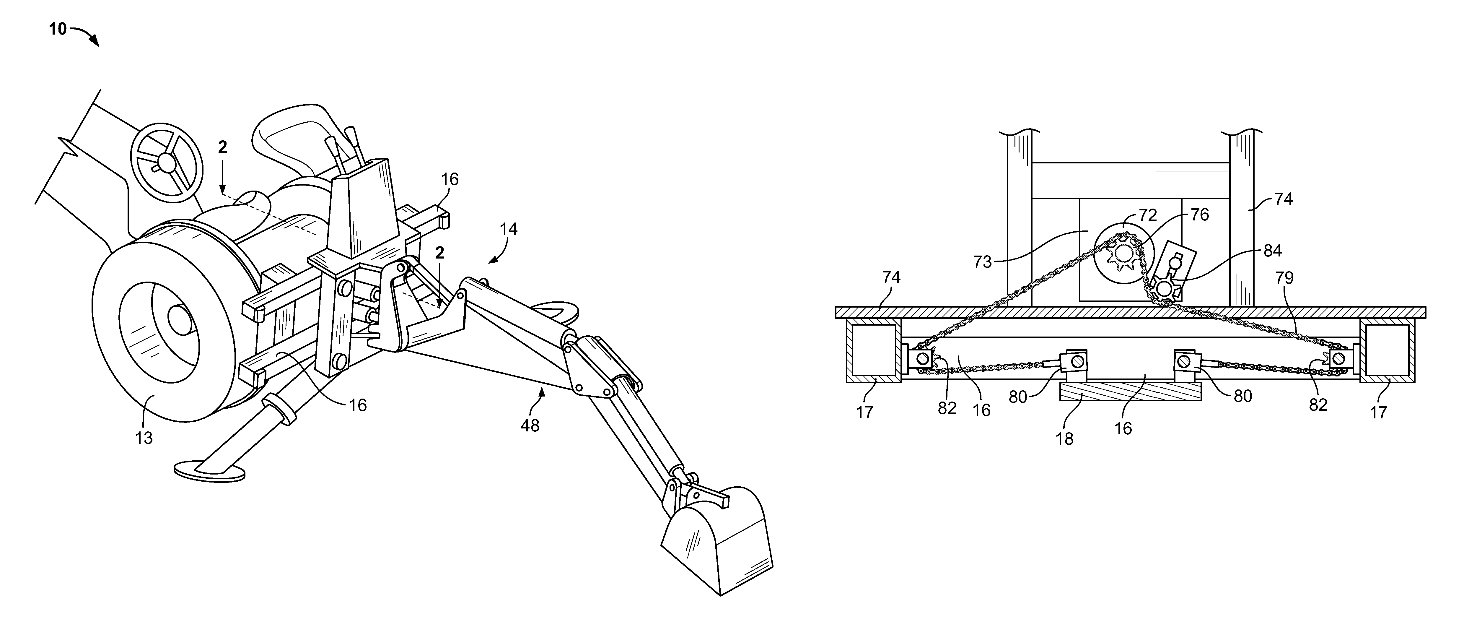 Hydraulic backhoe shift mechanism