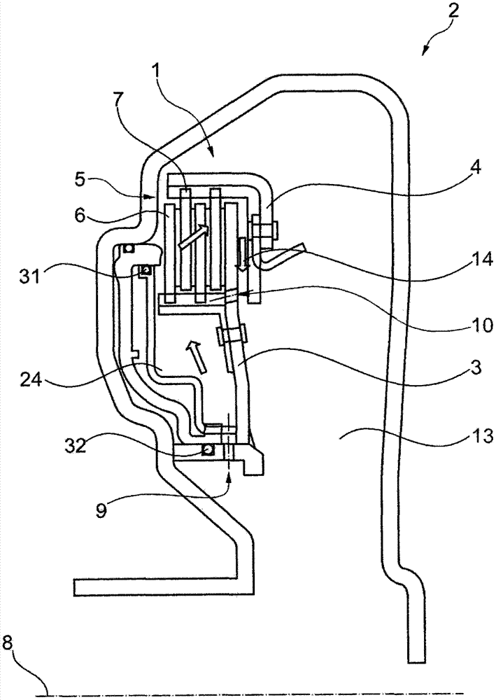 Friction assembly for wet friction clutch, clutch and motor vehicle with same