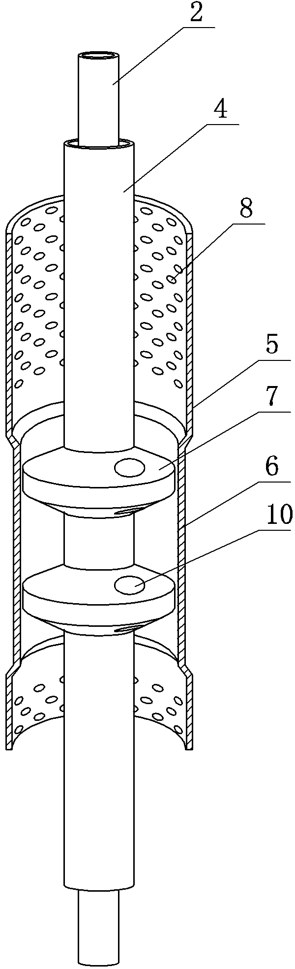 Cylinder type seal structure of water outlet and return device in same well for water source heat pump central air conditioner