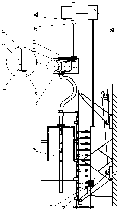 Detection control method and device of inner-coating thickness of rotational molding storage tank