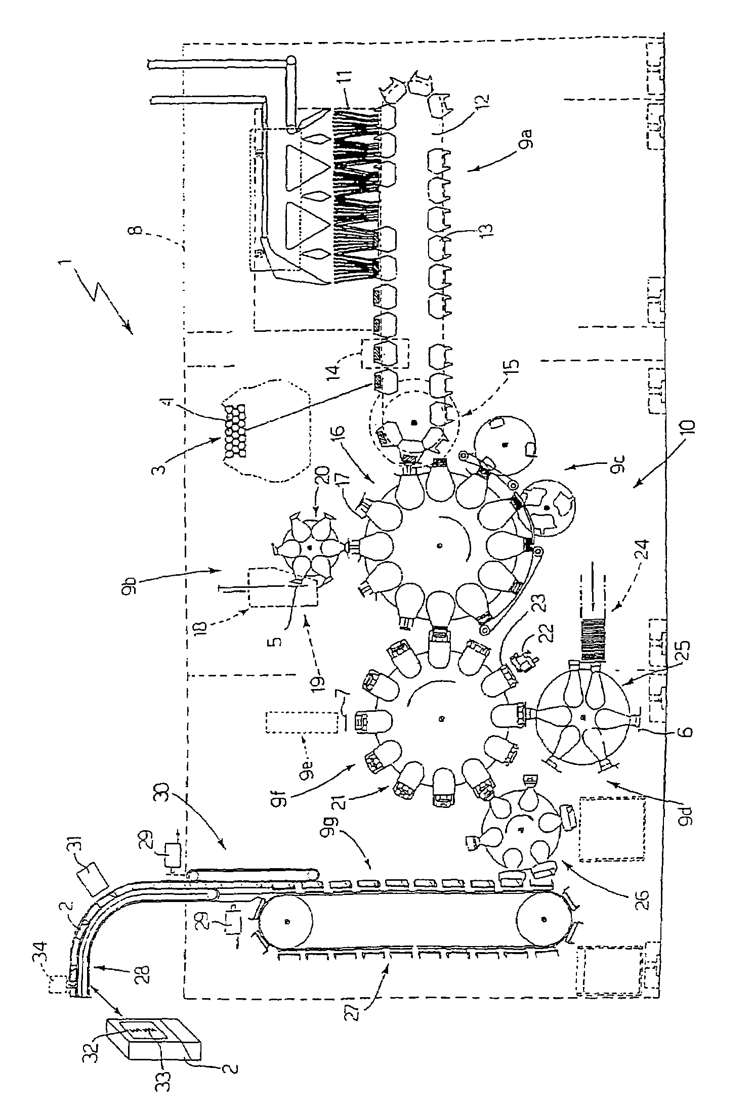 Method of making a brand change on an automatic production system for processing tobacco articles
