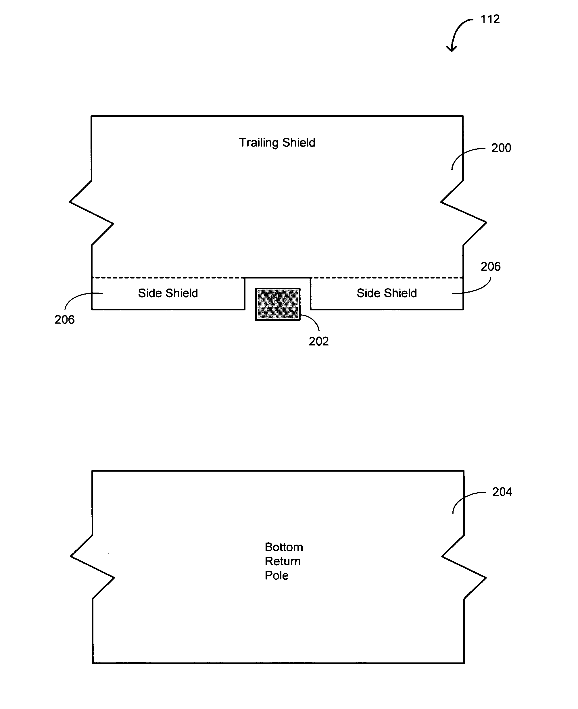 Perpendicular head with self-aligned notching trailing shield process