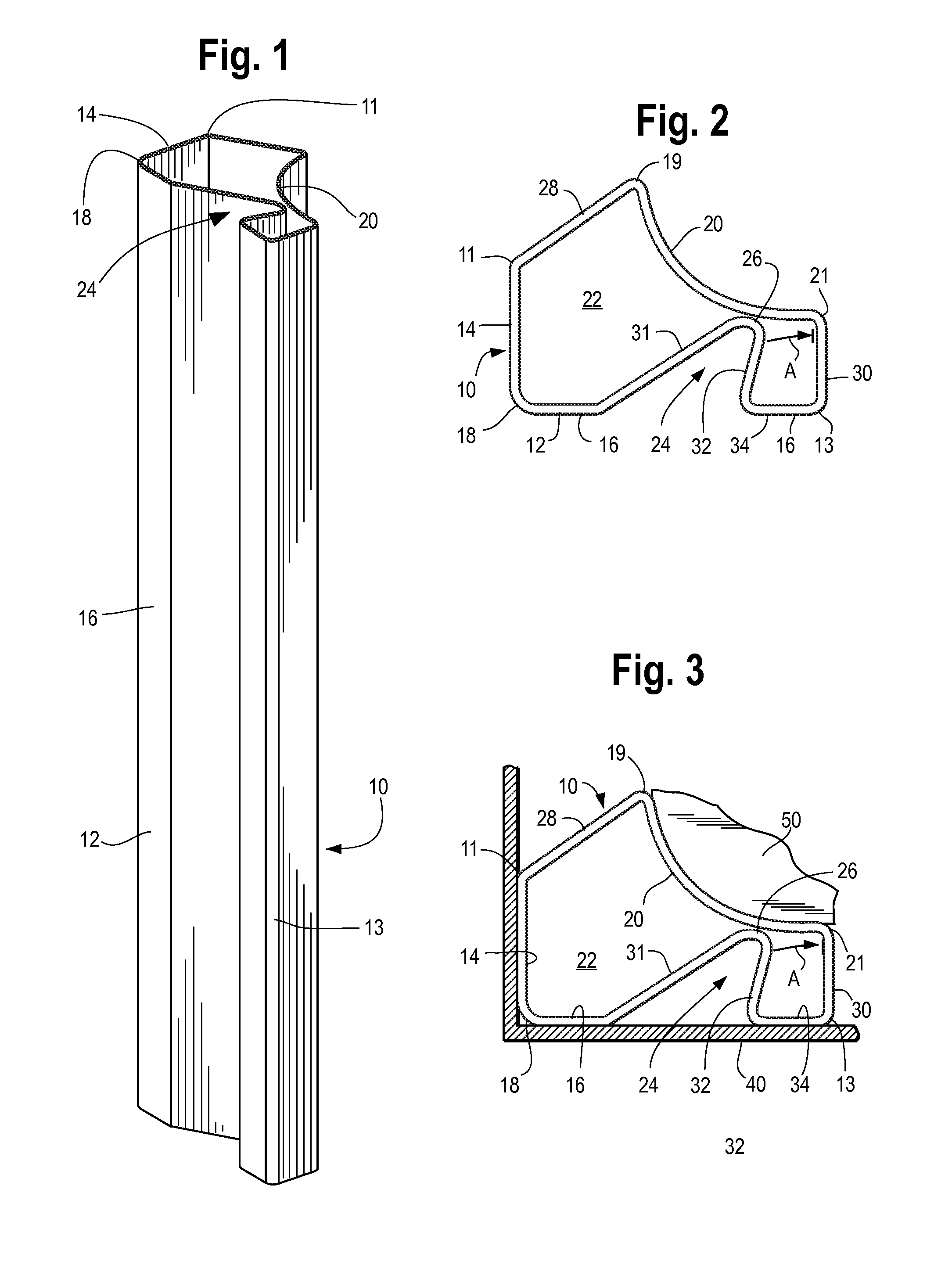 Corner post for use with an article having a contoured vertical edge