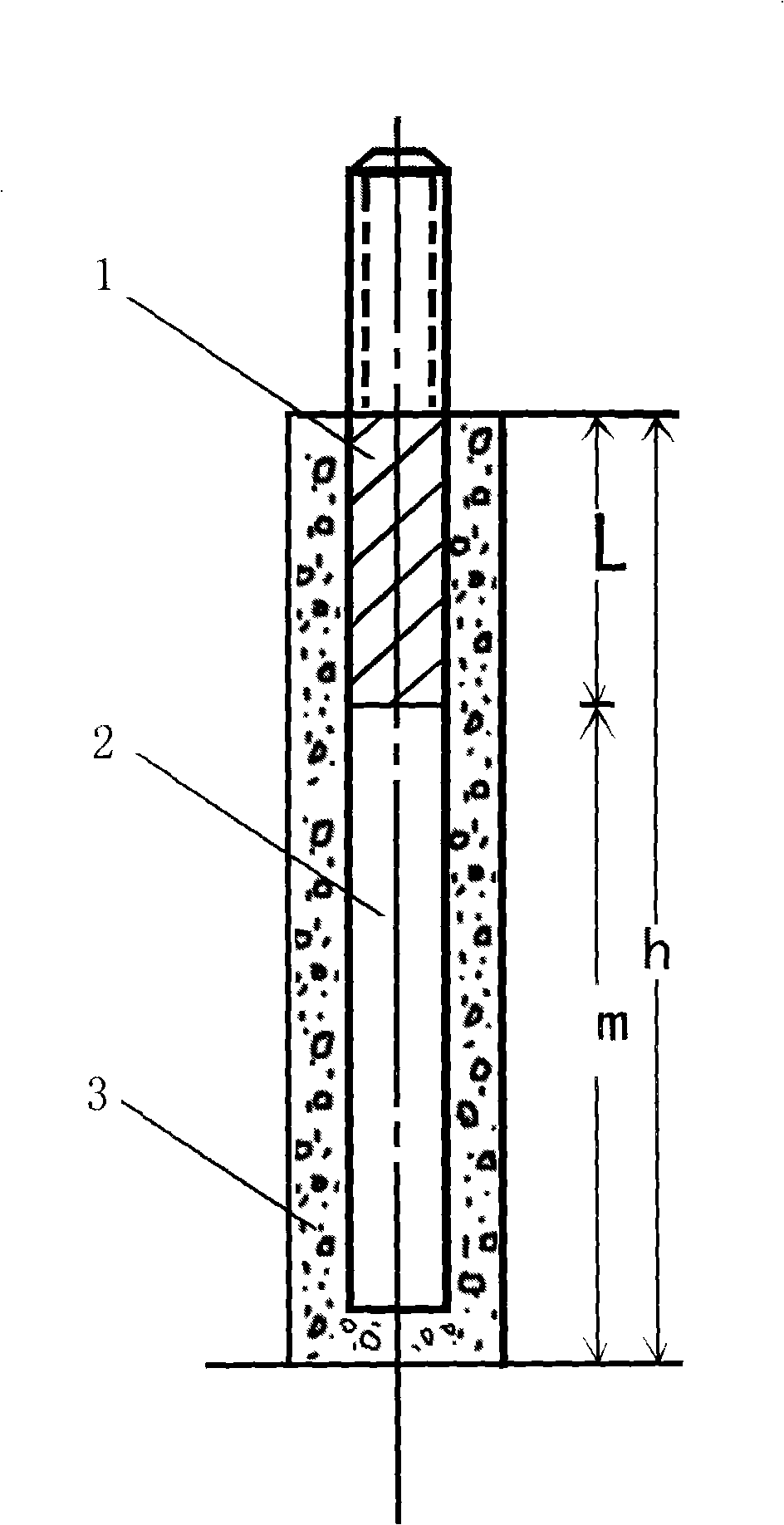 Iron tower foundation of overhead power transmission line severely-weathered rock formation winding anchor rod