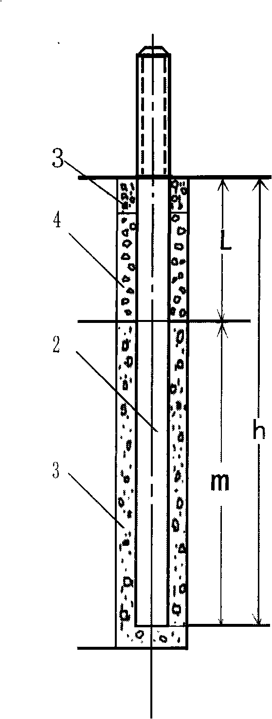 Iron tower foundation of overhead power transmission line severely-weathered rock formation winding anchor rod