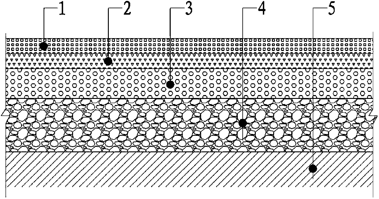 Cement water-permeable concrete ground structure with water-permeable asphalt on surface and manufacturing method thereof