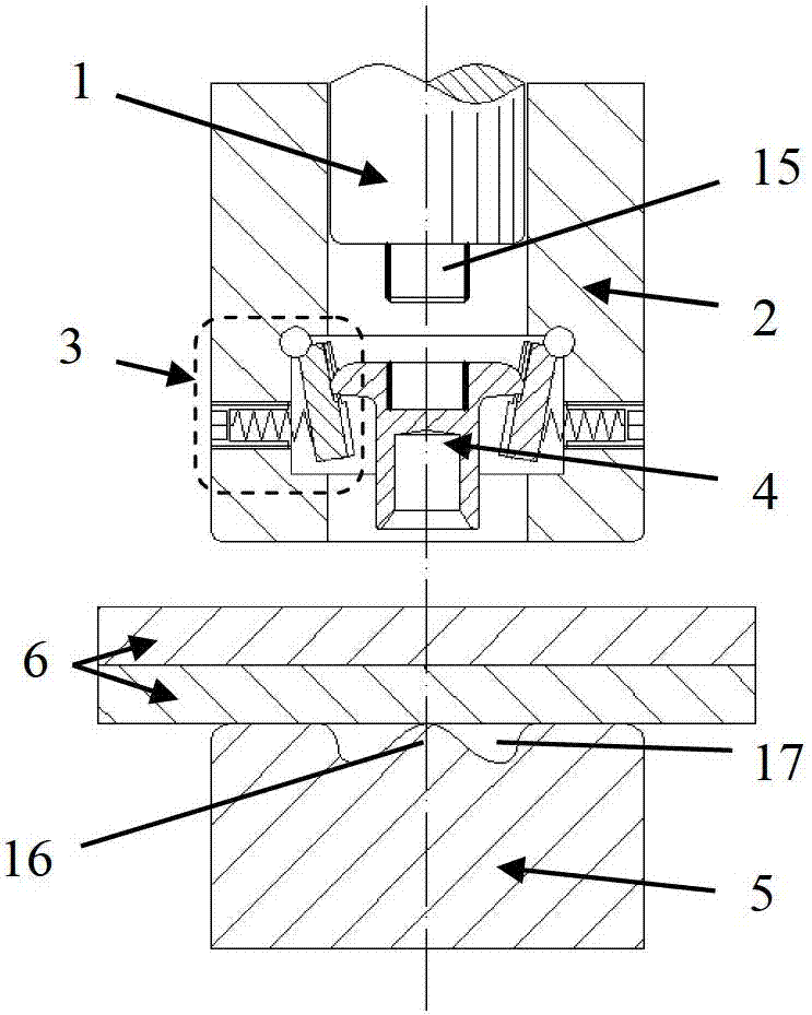 Machinery-solid phase composite connecting device and machinery-solid phase composite connecting method