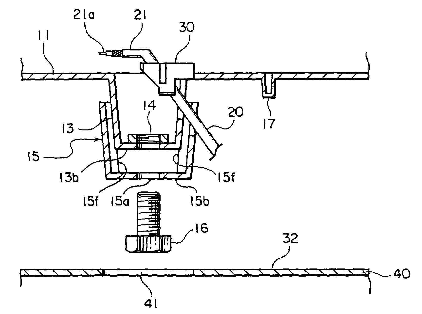 Fixing device for fixing an object to a fixing plate and antenna apparatus using the fixing device