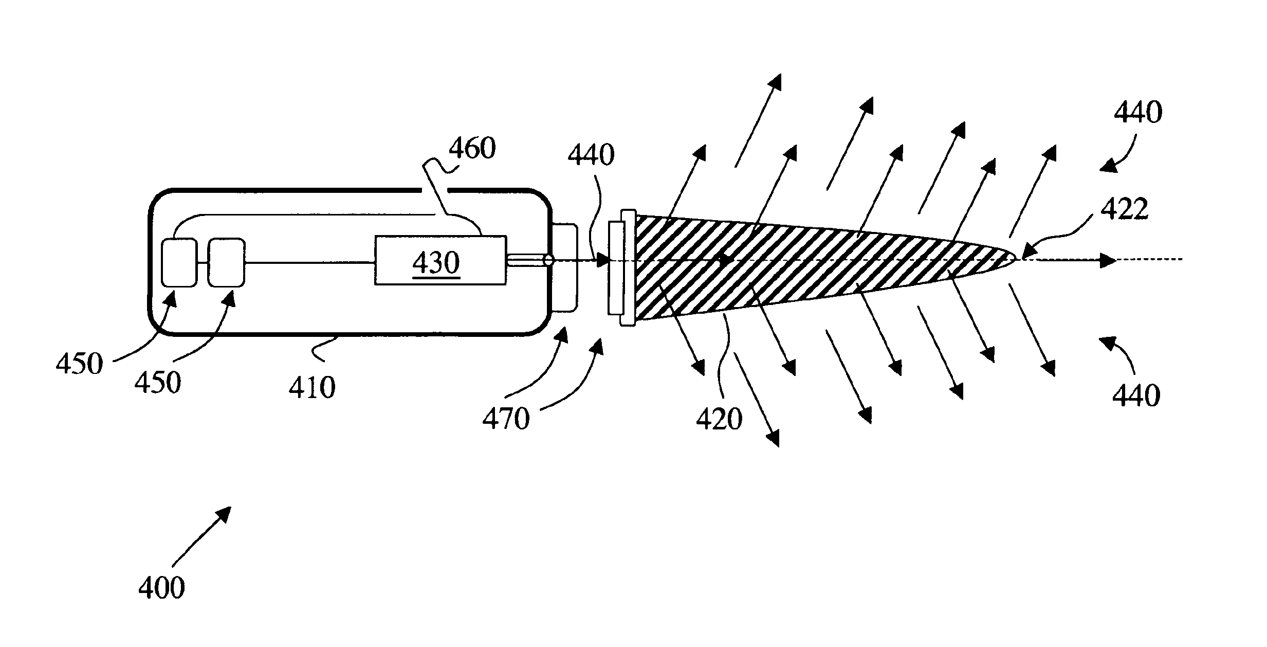 Toothpick for light treatment of body structures