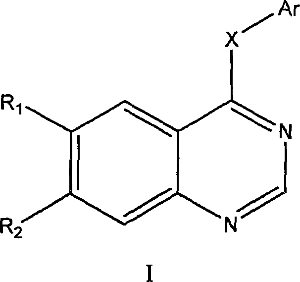 4- fragrant amido quinazoline derivatives and method of manufacturing the same and application in pharmacy thereof