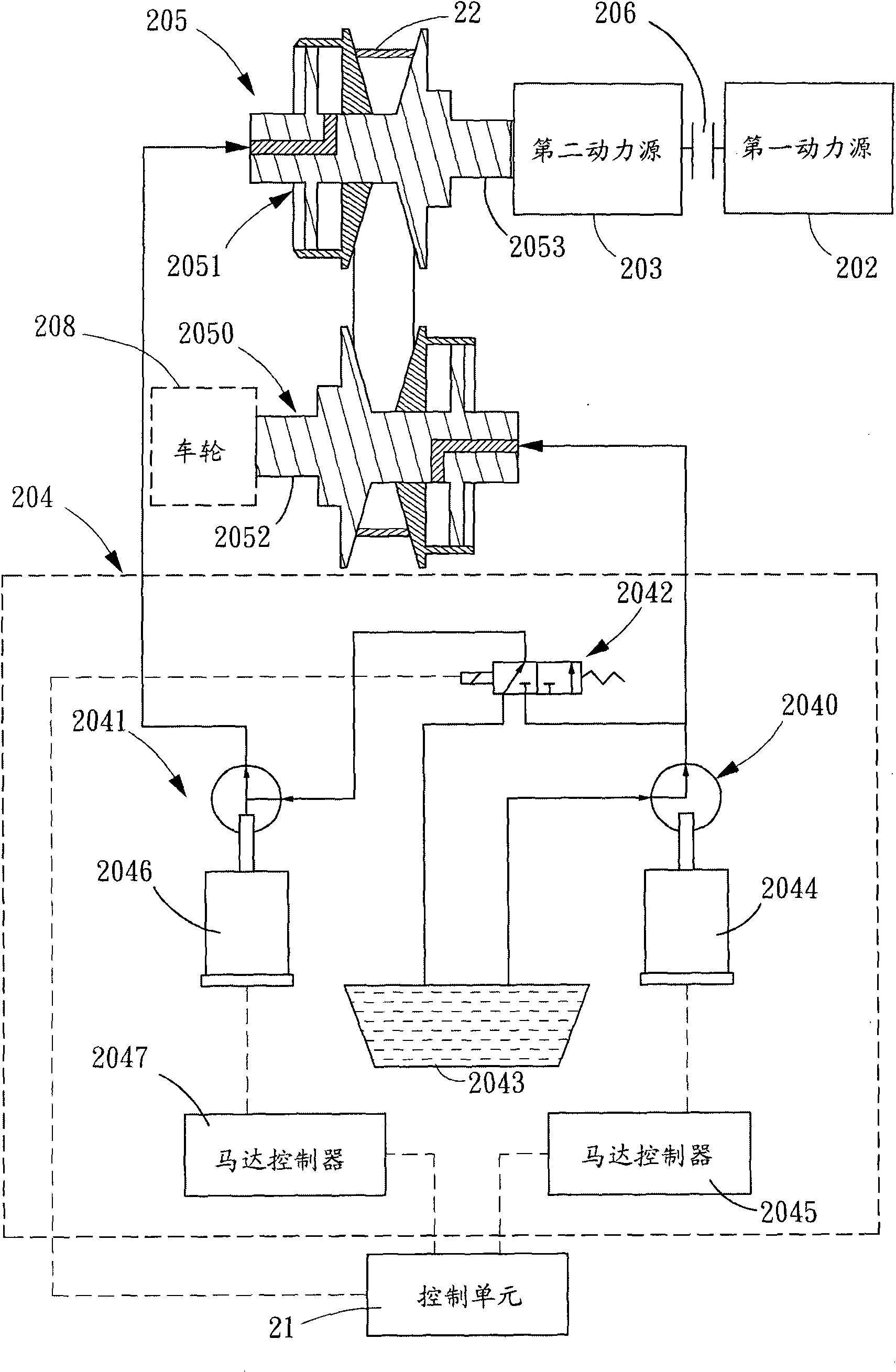 Control method and system for hydraulic control device of continuously variable speed transmission of hybrid power system