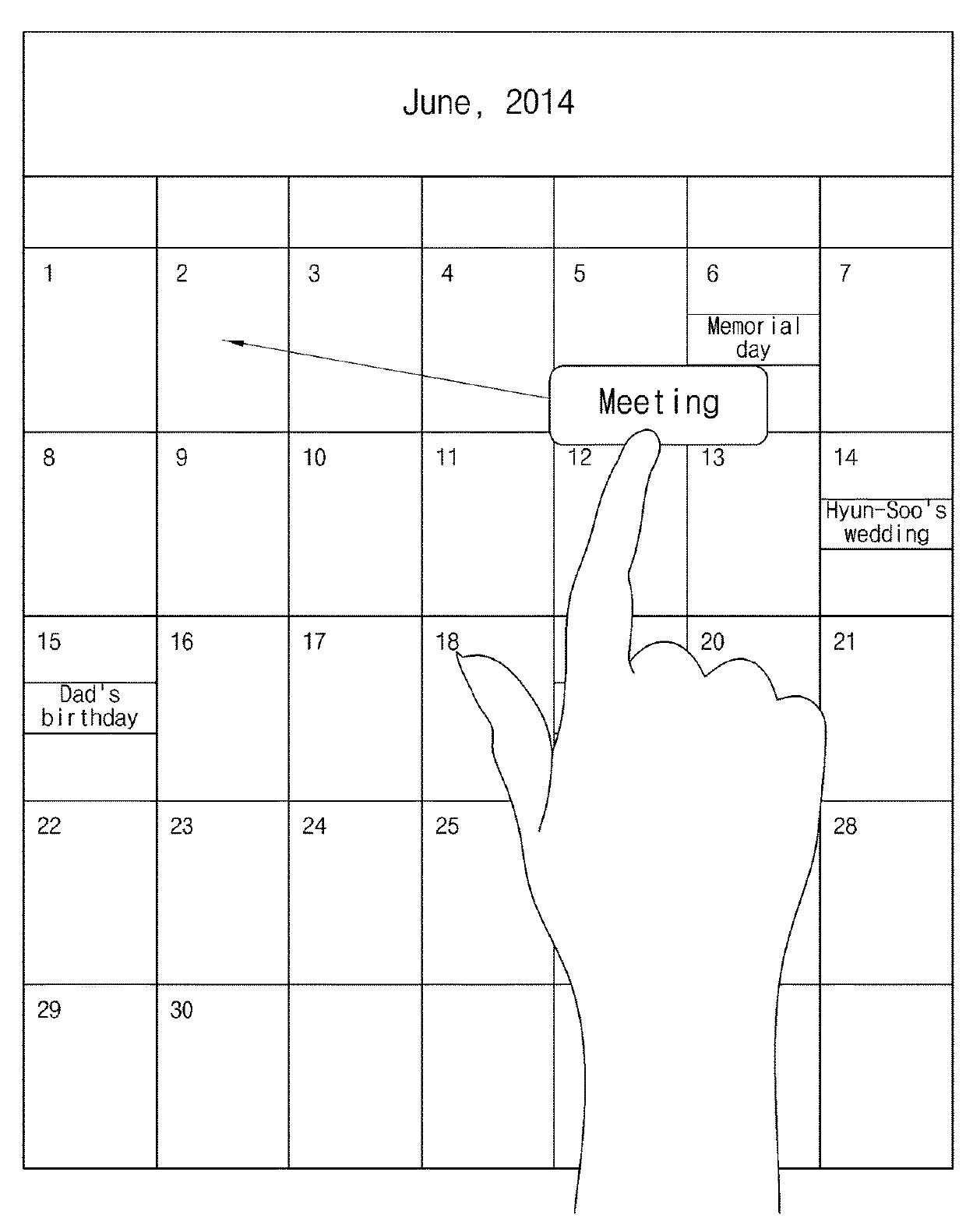 Device and method for controlling displaying of user plan for inputting schedule in calendar