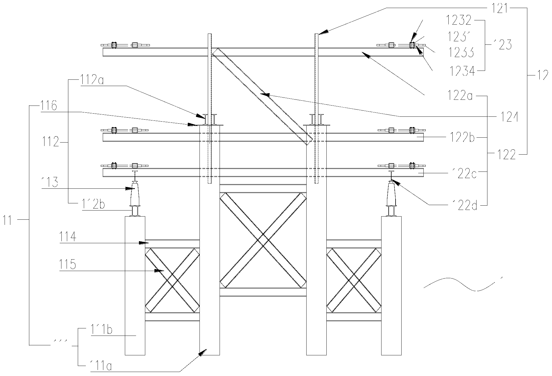 Mounting method for steel anchor beam of cable-stayed bridge and assembly jig and cable bent tower mounting platform used in method