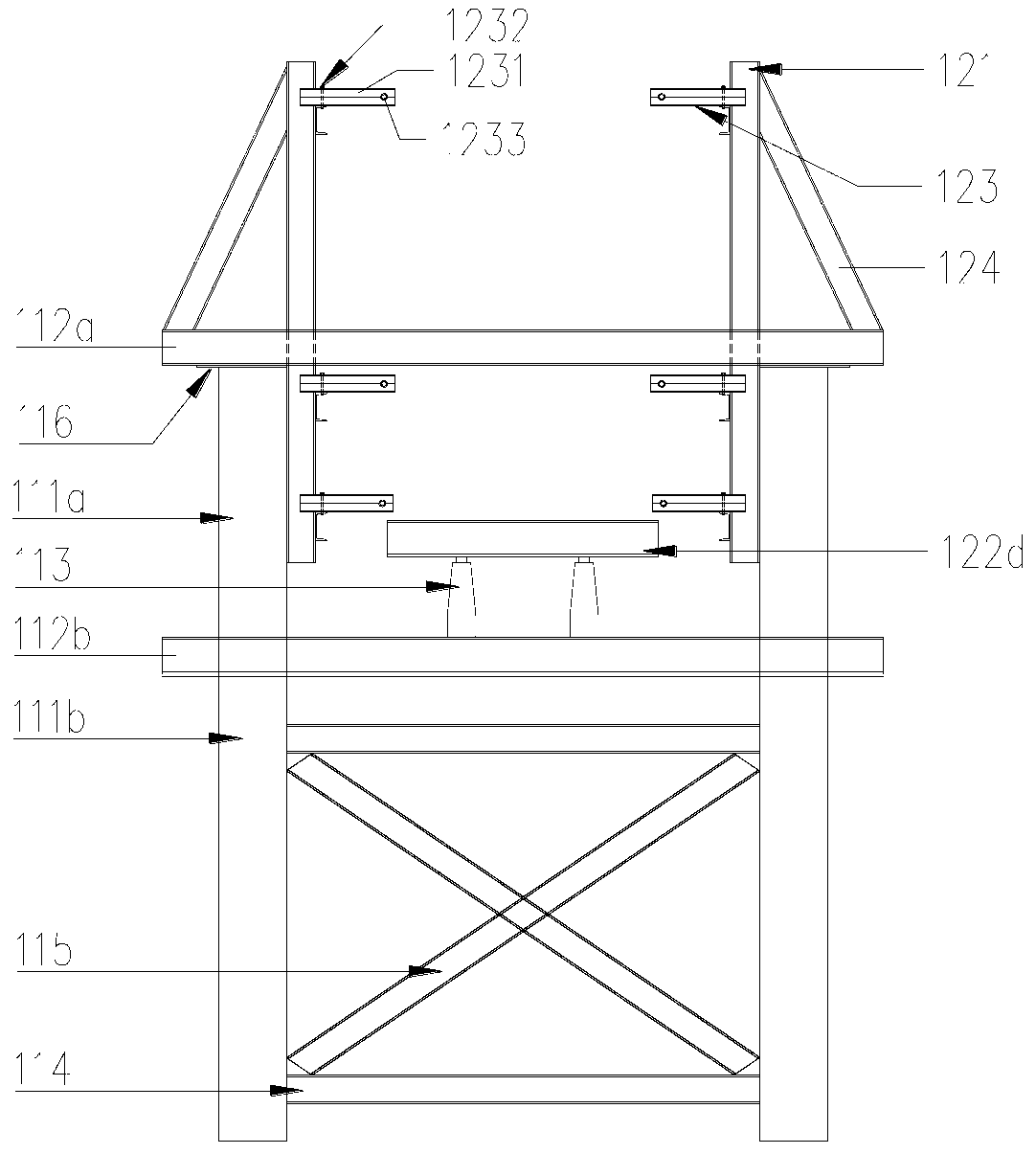 Mounting method for steel anchor beam of cable-stayed bridge and assembly jig and cable bent tower mounting platform used in method