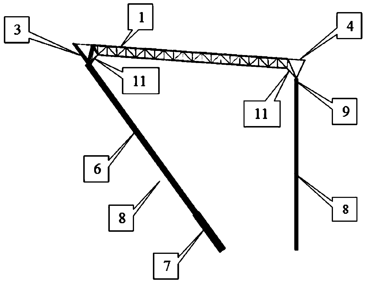A structure with coupled forces between inclined columns and long-span roofs