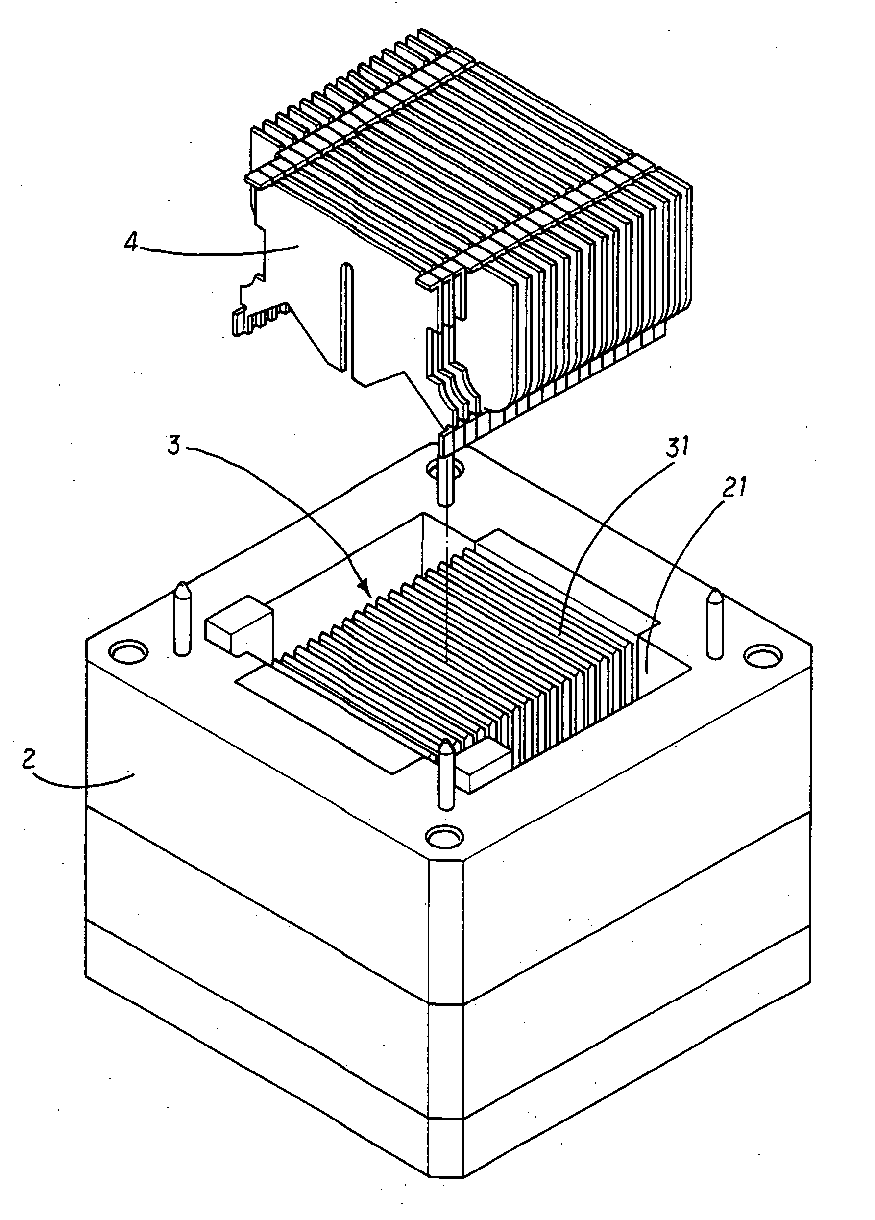 Method for riveting fins into bottom plate of heat dissipating device