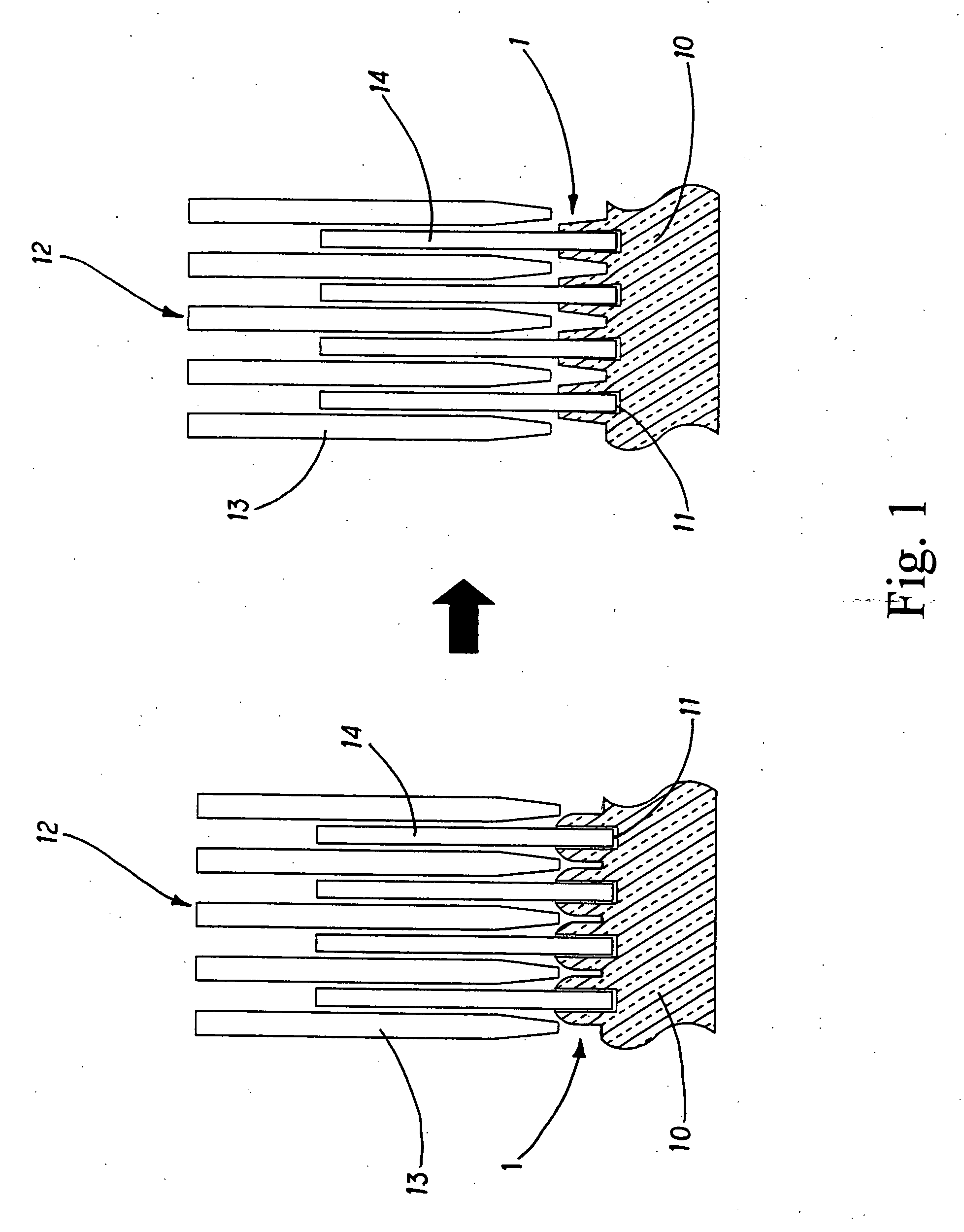 Method for riveting fins into bottom plate of heat dissipating device