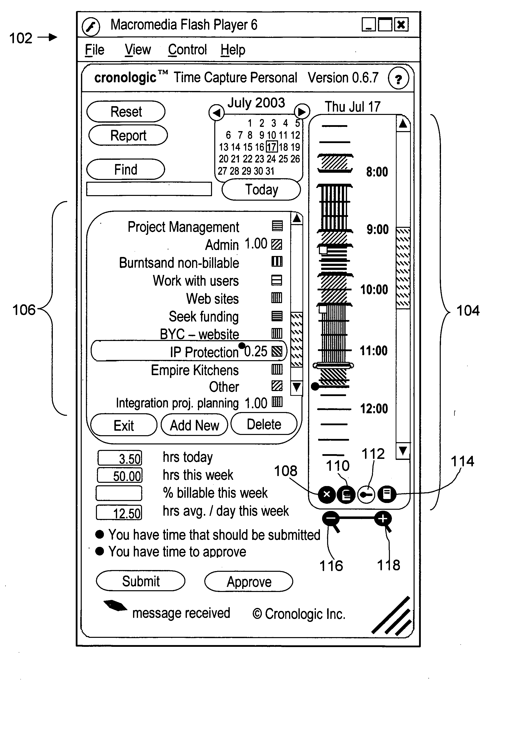 Graphical user interface for computer-implemented time accounting