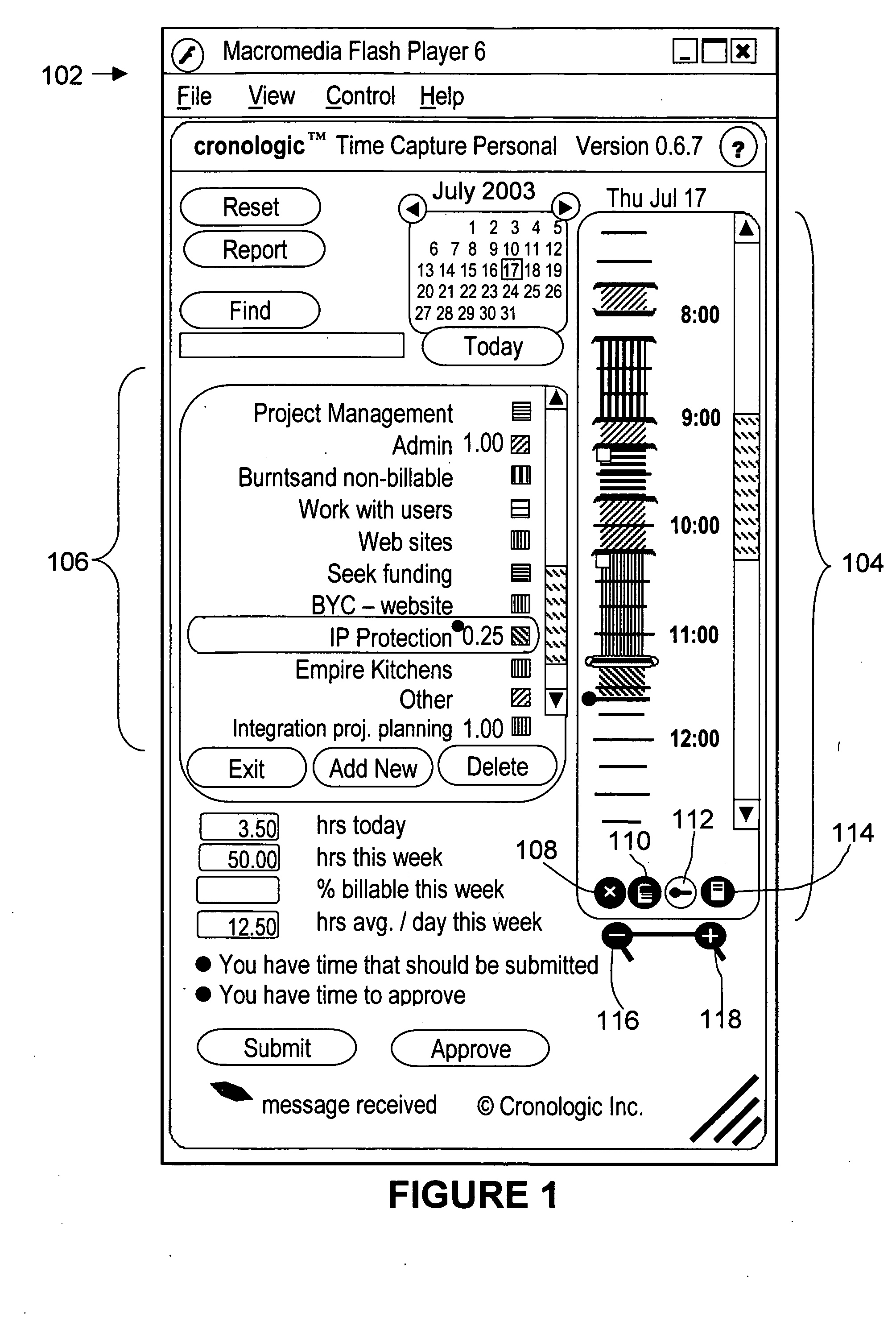 Graphical user interface for computer-implemented time accounting