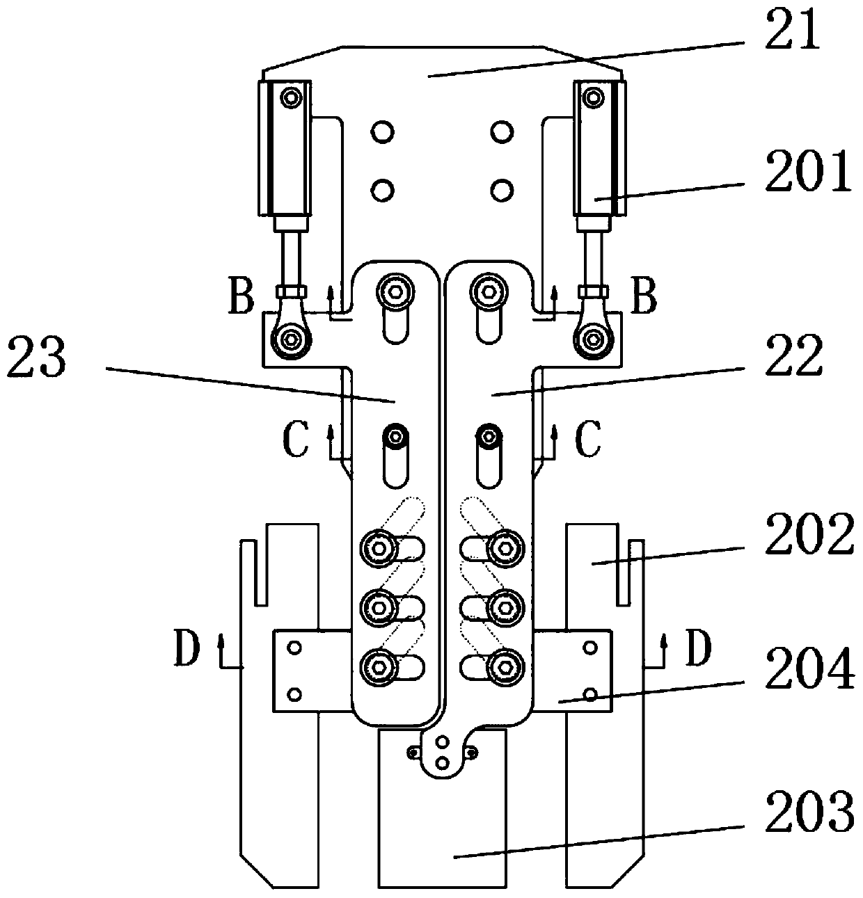 Automatic pocket patching machine multi-thread sewing adjustment pressing device