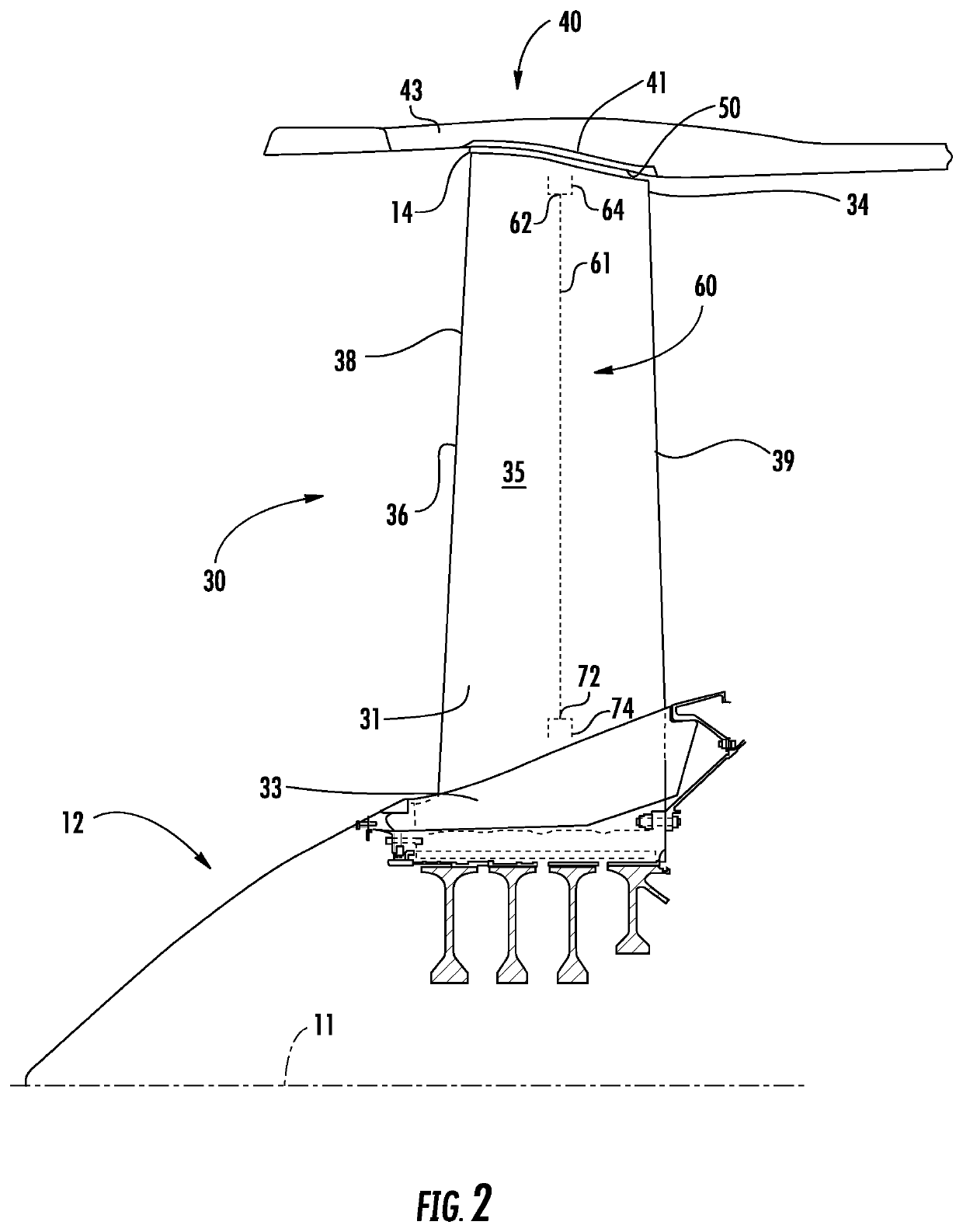 Pre-tension and retention structure for composite fan blade